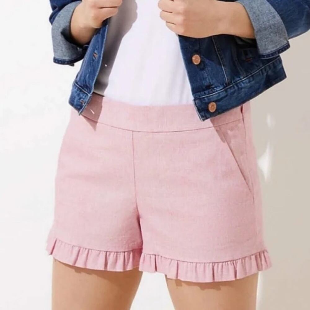 Loft pink ruffle hem shorts size 8